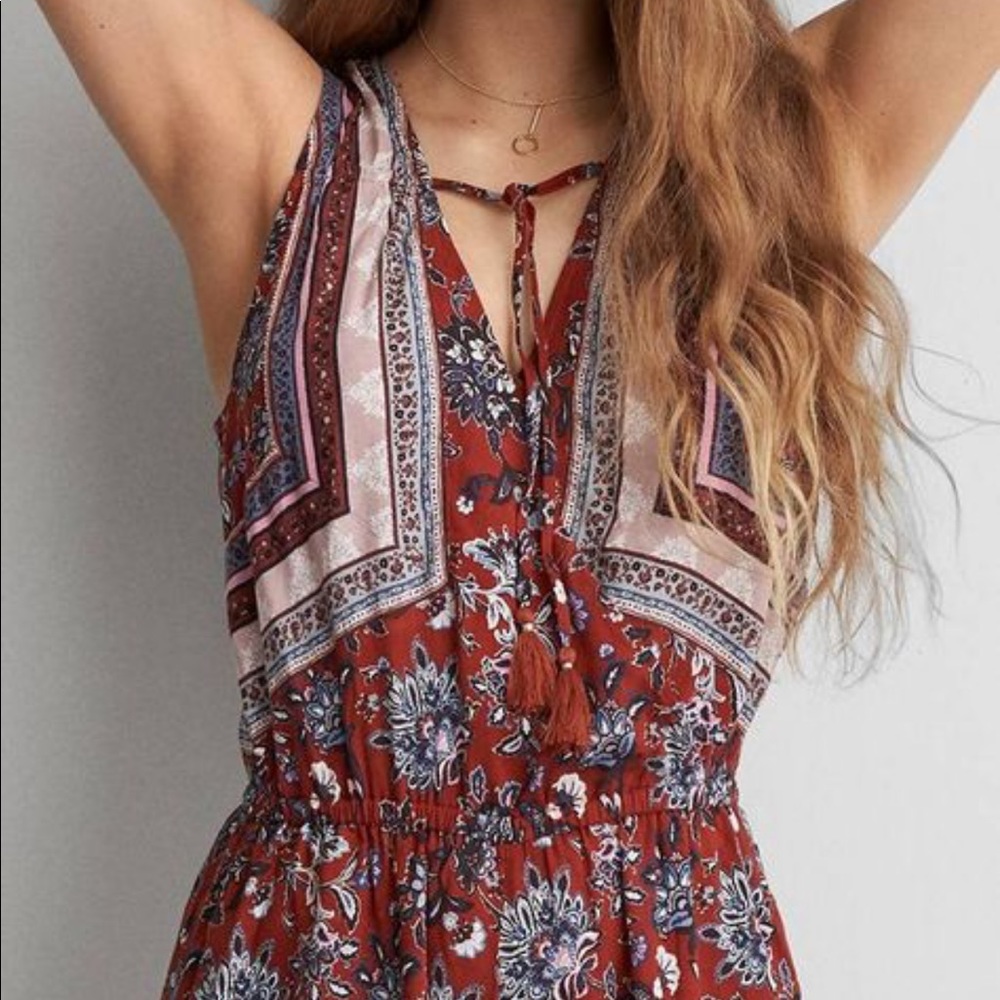 American Eagle Wrap Front Floral Romper